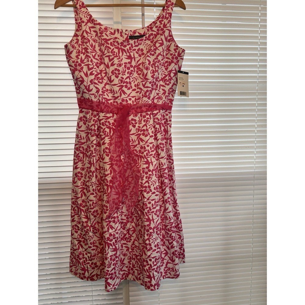 Hillard and Hanson Sun Dress Size 4‎ Pink & White A-Line Fit & Flare NEW NWT